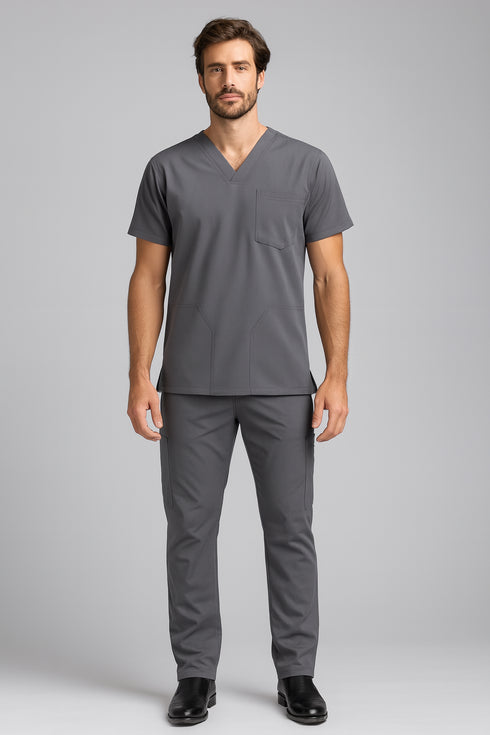Men's V-Neck Utility Scrub – Multi-Pocket